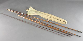 A Hardy 17' dapping fishing rod with 4' butt extension, with bag, circa 1900