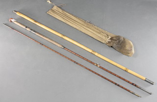 Farlow, an early salmon fly fishing rod, circa 1890, 2 tips in super bamboo, tip protector, all in correct case 