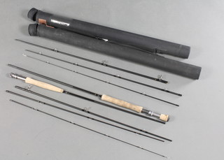 2 Pioneer 9'6" carbon fibre fishing rods contained in carrying cases by Fulling Mill