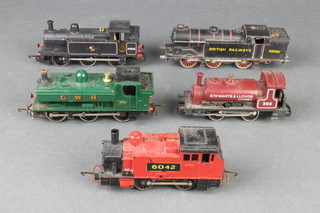 A Hornby model tank engine, 3 others and a clockwork British Railways tank engine 