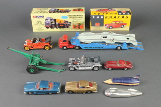 A Corgi Classic model delivery truck, a Vanguard model of a Triumph Herald and other toy cars etc 