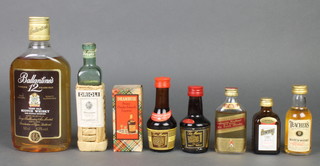 A 50cl bottle of Ballantine's 12 year old Whisky together with various miniatures 
