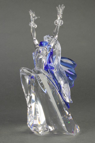 A Swarovski figure of a female dancer with blue highlight decoration 9", boxed 
