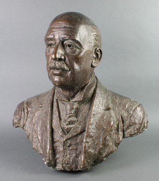 A plaster portrait head and shoulders portrait  bust of a Victorian gentleman 24"  