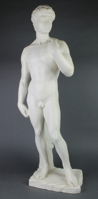 After Leonardo, a plastic figure of a standing David 32"