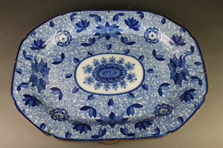 A Victorian blue and white Ben Adams octagonal meat plate 