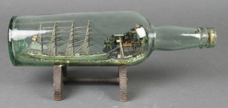 A 4 masted sailing ship in a bottle 12" 