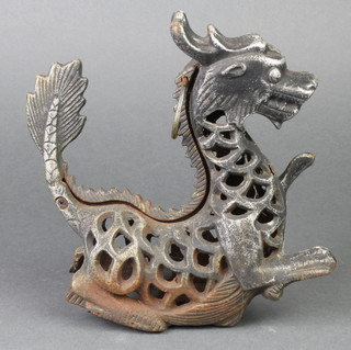 A Chinese style pierced metal model of a dragon 9" 