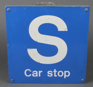 A "British Railways" enamelled platform sign - Short Car Stop 10" x 20"