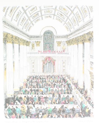 David Genileman, print, "Mansion House" a banquet in the Egyptian hall, signed in pencil 