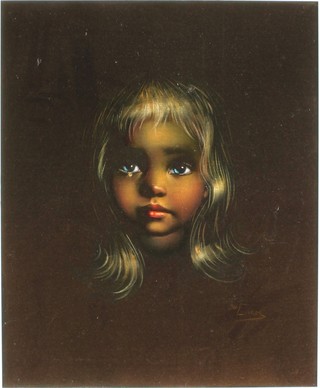 Joe Caros, oil on velvet, portrait study of a young girl, signed 28" x 22 1/2" 