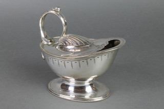 A Victorian silver plated shell shaped spoon warmer on spread base 7" 
