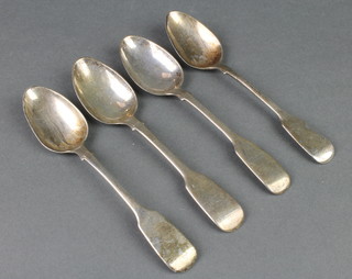 A set of 4 Victorian silver Old English teasoons