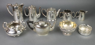 A silver plated 5 piece tea set and minor silver plated items 