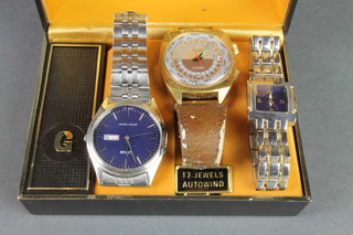 A gentleman's 1960's Gruen precision automatic calendar chronograph wristwatch, minor watches