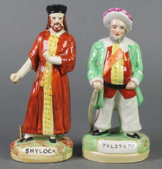2 19th Century Staffordshire figures Fallstaff 7" and Shylock 7" 