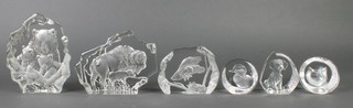6 Studio glass sculptures