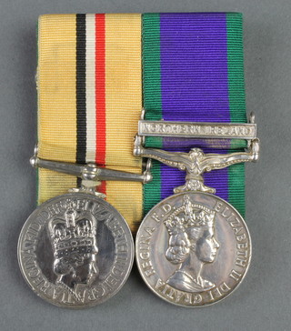 A pair of medals to 25159617 Pte. J Gilmour KOSB, Iraq medal and General Service medal with Northern Ireland bar, mounted 