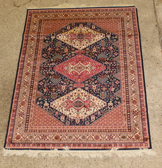 A Persian style Belgian cotton rug having 3 stylised diamonds to the centre 76 1/2" x 56" 