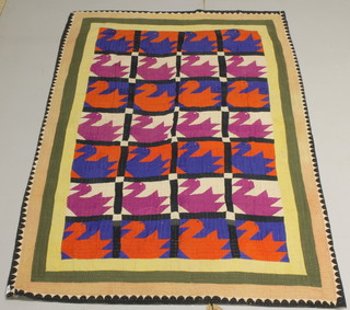 A patch work quilt decorated birds 34" x 52" 