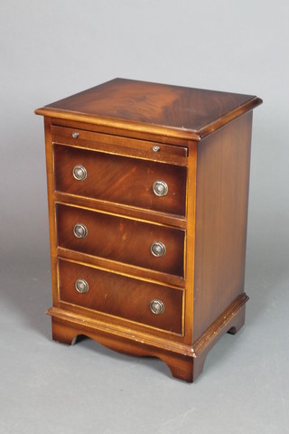 A Georgian style mahogany bedside chest fitted a brushing slide above 3 long drawers, raised on bracket feet 19"h x 16"w x 13"d 