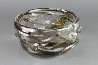 A Studio smoky glass wavy bowl 9" 