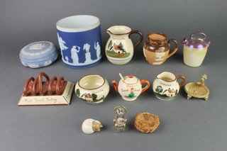 A Wedgwood Jasperware box and cover and minor decorative china 