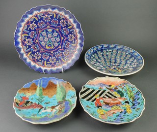 4 modern Persian polychrome plates