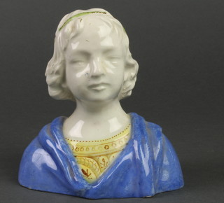 An early 20th Century Continental glazed portrait bust of a young lady 5" 