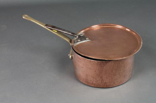 Of railway interest, a Great Western Railway copper and brass saucepan marked GWR Rest Cars, complete with lid 13 1/2" 