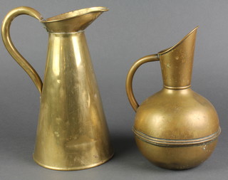 A copper jug 10" and a waisted copper jug 11" 