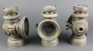 3 Lucas no. F146 Kings Own lamps, 1 with damaged lens 