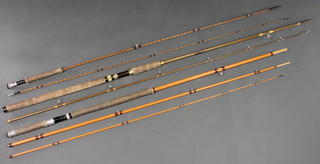 A Rod Box twin section cane fly fishing rod, a Milbor twin section fibreglass fishing rod and a Simpson's of Herts twin section fibreglass Wye fishing rod (3)