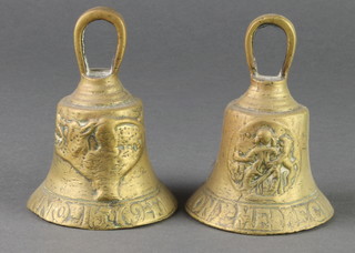 A pair of cast gilt metal bells 4 1/2" 