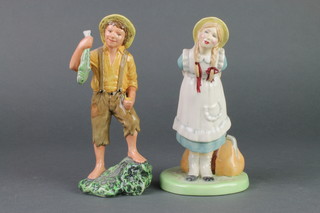 2 Royal Doulton figures - Huckleberry Finn HN2927 7" and Pollyanna HN2675 7 1/4" 