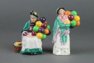 2 Royal Doulton figures - The Old Balloon Seller HN2129 3 1/5" and The Balloon Seller HN2130 4" 