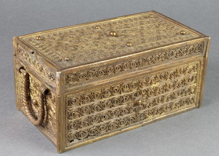A rectangular Persian box with hinged lid, fitted a tray 3 1/2" x 7 1/2" x 4 1/2" 