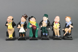 6 Royal Doulton figures - Tiny Tim 4", Trotty Veck 5", McCawber 4", Pickwick 4 1/2", Bill Sikes 4 1/2" and Tony Weller 4" 