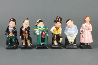 6 Royal Doulton figures - Artful Dodger 4 1/2", Little Nell 4 1/2", Fat Boy 4 1/4", Sam Weller 5", Pecksniff 4 1/2" and Bumble 4 1/4" 
