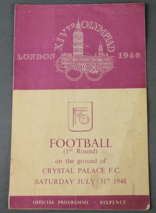 A 1948 London Olympic programme for football - 1st Round at the ground of Crystal Palace football club July 1948