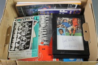 A box of various football ephemera including books etc 
