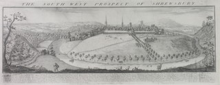 S & N Buck, engraving, "The South West Prospect of Shrewsbury 1732" 12" x 31" 
