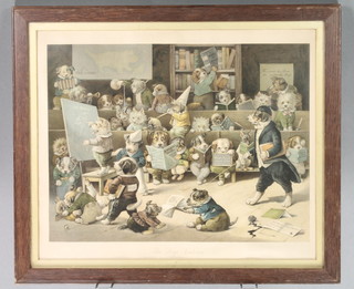 Ernest Hister, a print, an amusing study "The Dogs Academy" 12" x 16" 