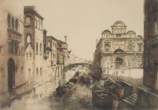 A Dupont, early 20th Century etchings, coloured Venetian views, indistinctly signed in pencil (3)