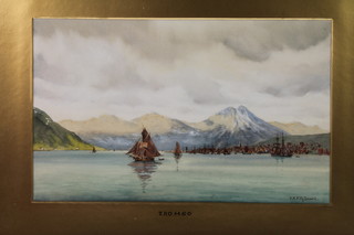 F R Fitzgerald, watercolour, a study of Tromso, signed, 11" x 17" 