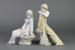 A Nao figure of a seated boy clown 6 1/2" and a ditto of a mandolin player 7 1/2" 