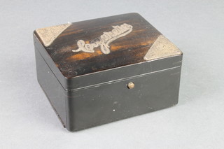 A silver mounted rosewood cigarette box 