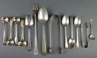 A quantity of silver tea spoons, mustard spoons, nips etc, 208 grams