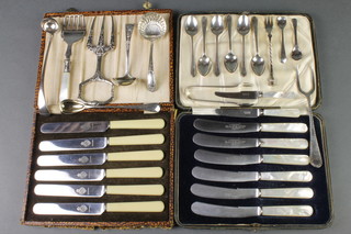 2 silver plated cased sets and minor plated cutlery 