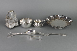 A silver plated tazza and minor plated items